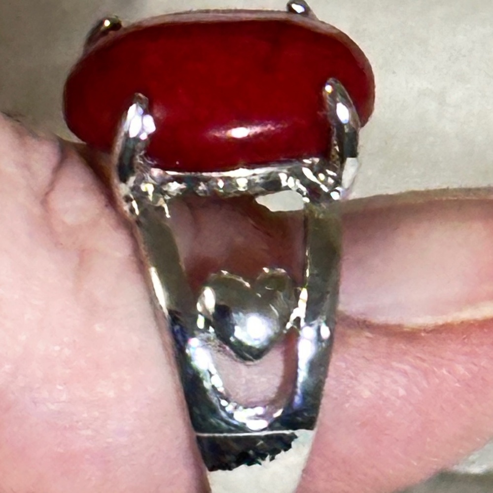 Stainless steel ring w/oval Red Crackle Quartz stone - NWOT - Picture 7 of 15